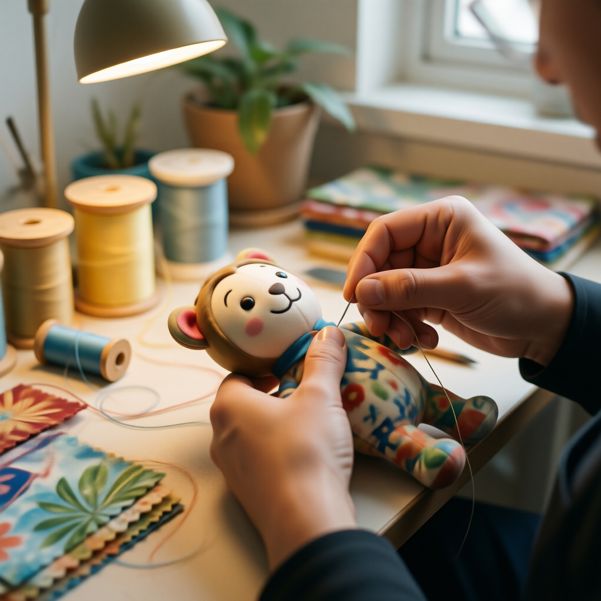 Workers assembling educational toys on the production line